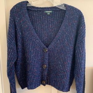 Navy speckled cardigan sweater